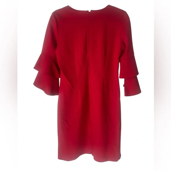 J. McLaughlin Dark Red Bell Sleeve Rayon Dress M - Picture 2 of 5